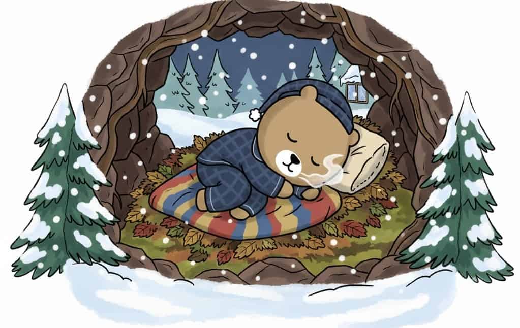 冬眠中のくまのイラスト